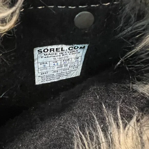 Sorrel Joan of Artic sz 6 black suede faux fur boots waterproof - Picture 2 of 8